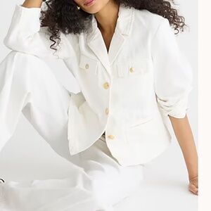 J Crew Denim Blazer Jacket White Size 00 NWT